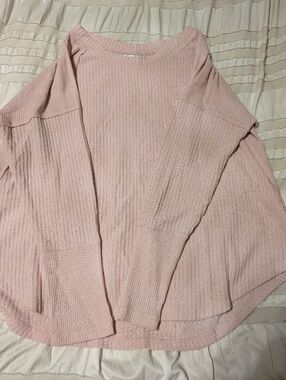 Light Pink Waffle Knit Long Sleeve Top